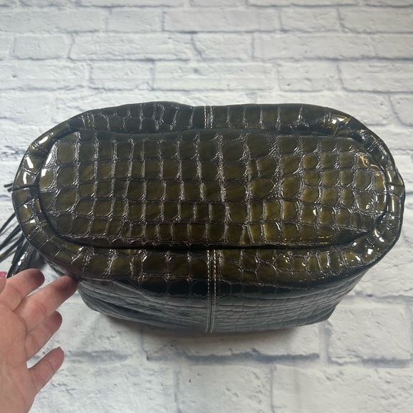 Brighton Dark Green Crocodile Embossed Hobo Bag. - Picture 4 of 10